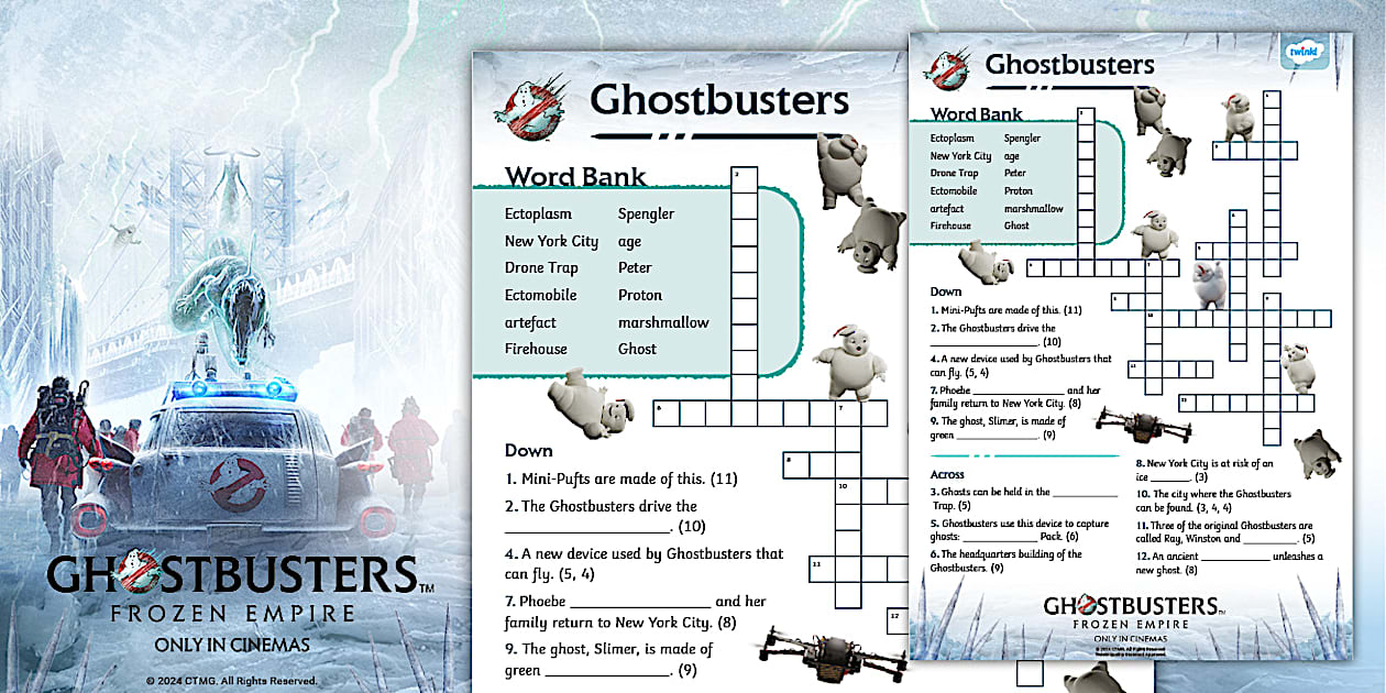 FREE Ghostbusters™ Puzzle Printable Crossword Sony Pictures