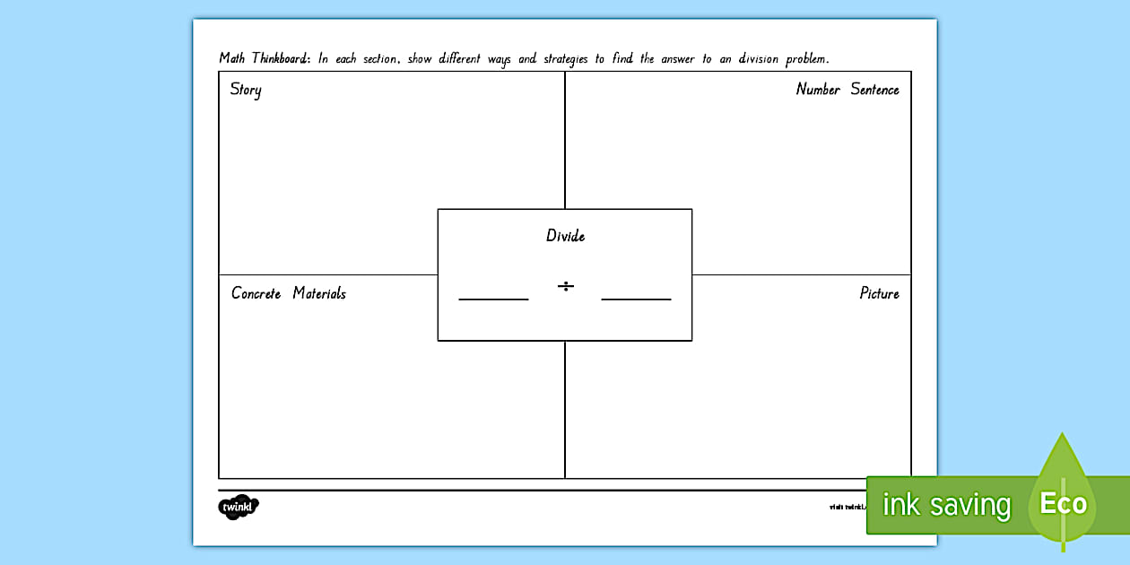 Division Thinkboard Worksheet Twinkl