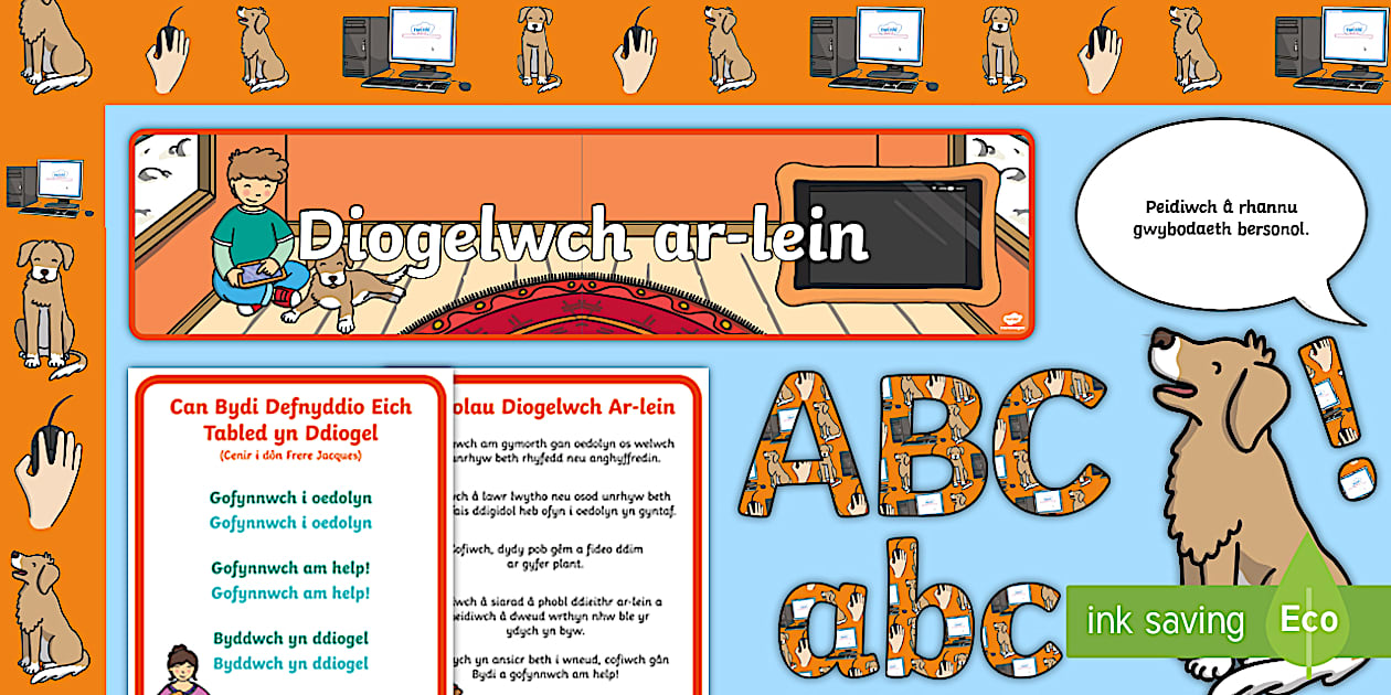 Bydir Letter Pecyn Arddangos Diogelwch Ar-lein Bydi'r Ci (Teacher-Made)