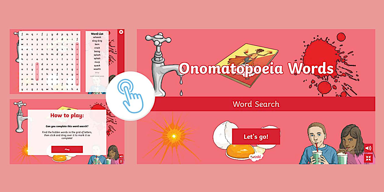 Onomatopoeia Word Search (teacher made) - Twinkl