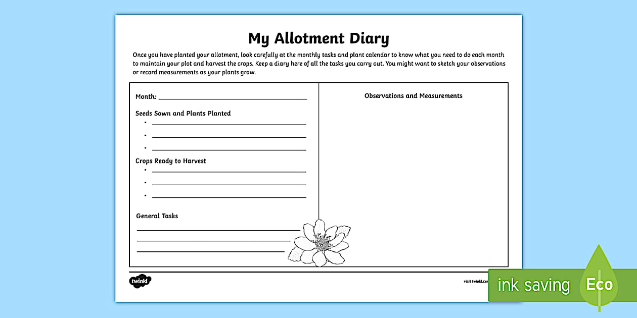 My Allotment | Gardening Diary - Gardening Club - Twinkl