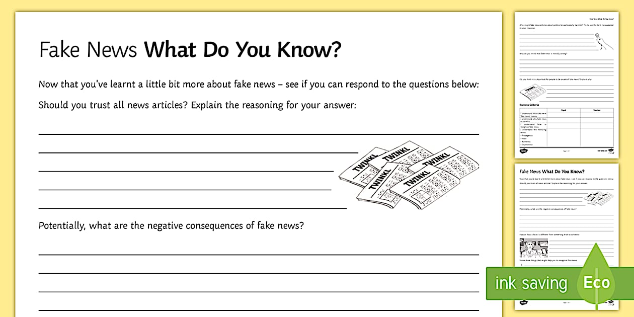 Fake News What Do You Know? Worksheet / Worksheet Twinkl