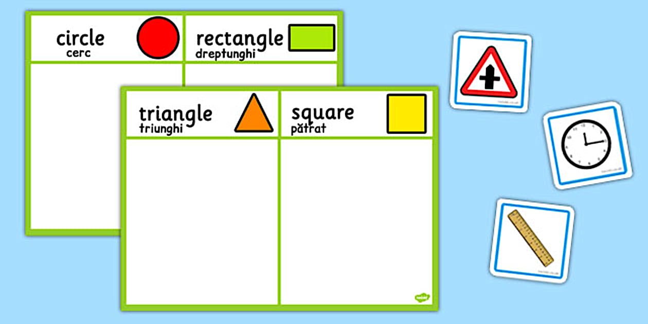 2D Shape Sorting Activity Romanian Translation - Twinkl