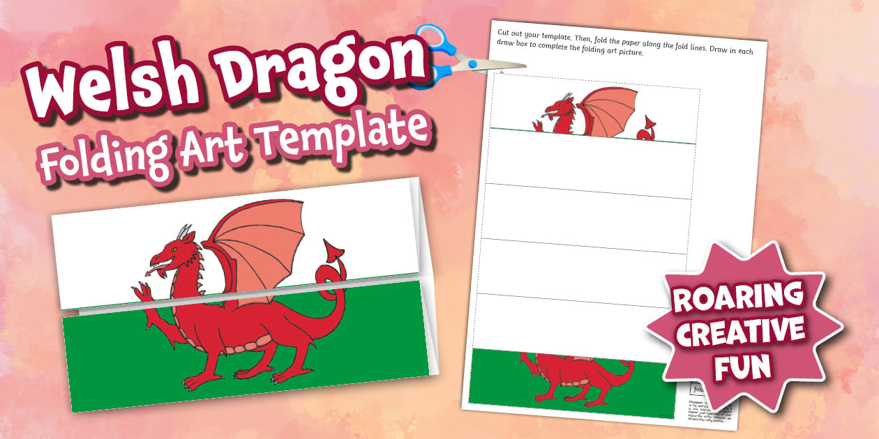 Welsh Dragon Folding Art Template