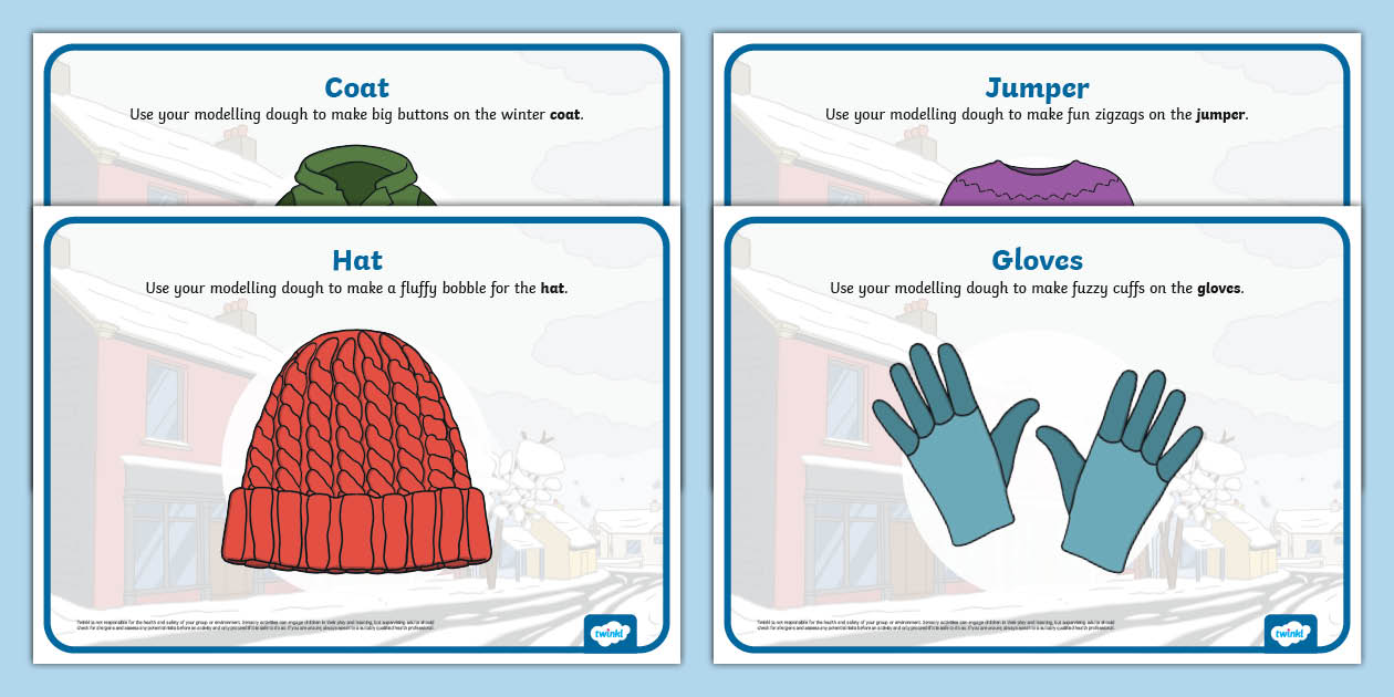 Winter Clothes Modelling Dough Mats (Teacher-Made) - Twinkl