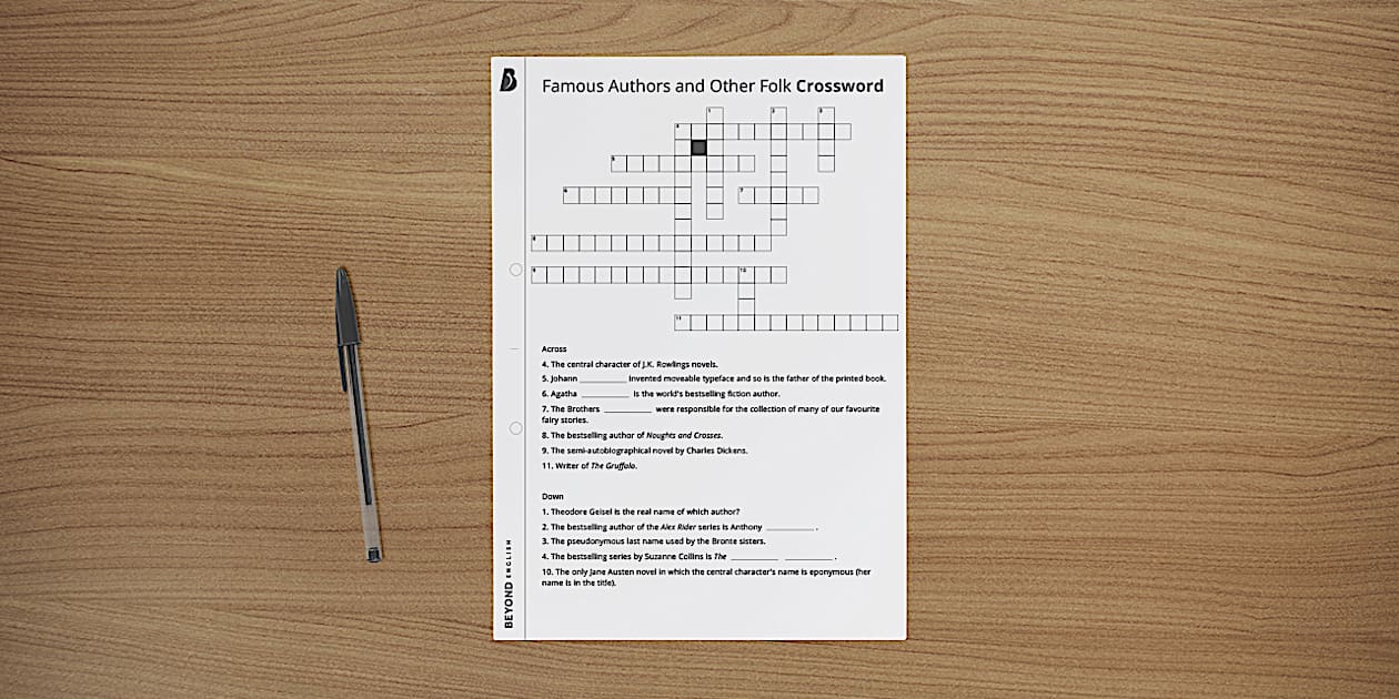 Literary Crossword Celebrate Reading Beyond English