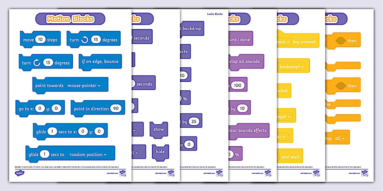 Scratch Blocks Cut Out - Twinkl UK - Computing - Twinkl