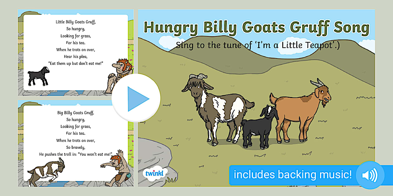 Hungry Billy Goats Gruff Song PowerPoint - Twinkl
