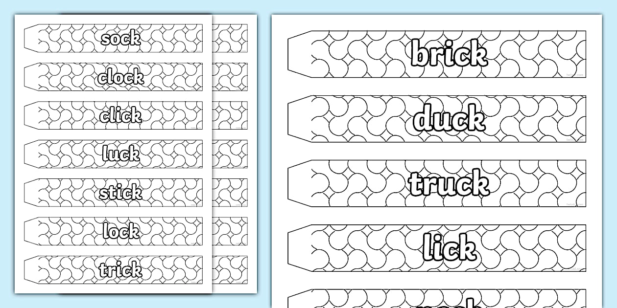 'ck' Words Colouring Paper Chain (Teacher-Made) - Twinkl