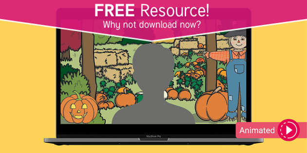 FREE Pumpkin Patch Animated Virtual Teaching Background