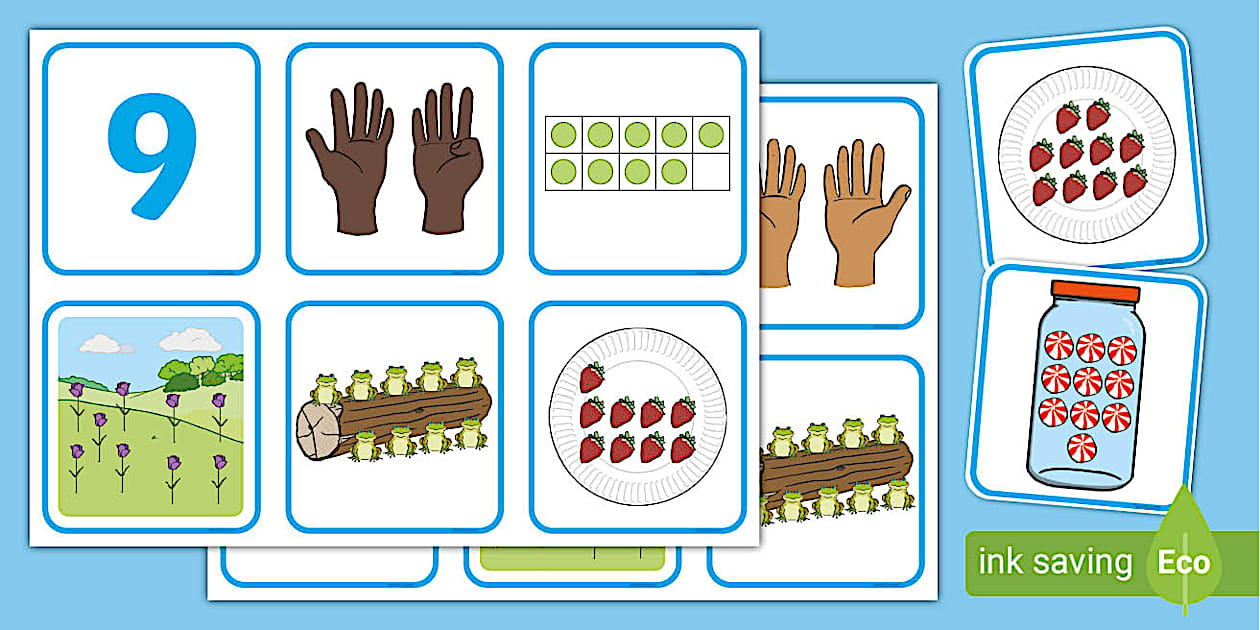 👉 Representing Numbers 9 and 10 Flashcards - Twinkl
