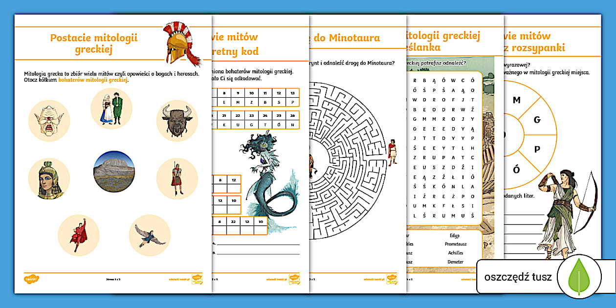 Sprawdzian Z Historii Starożytna Grecja Klasa 4 Bohaterowie mitologii greckiej | Karty pracy | Starożytna Grecja