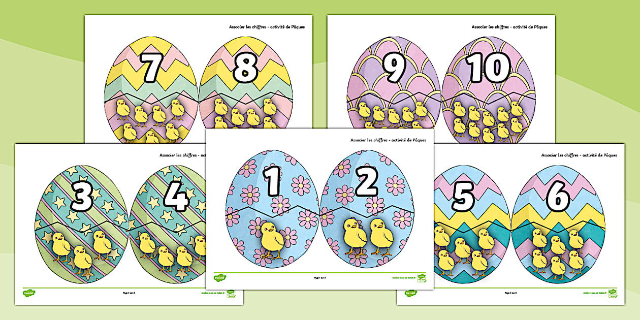 Associer les chiffres - activité de Pâques - Twinkl