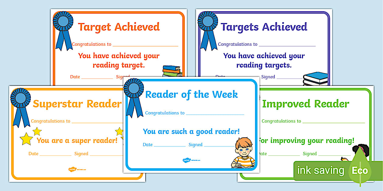 Editable Reading Certificate Templates for Kids Twinkl