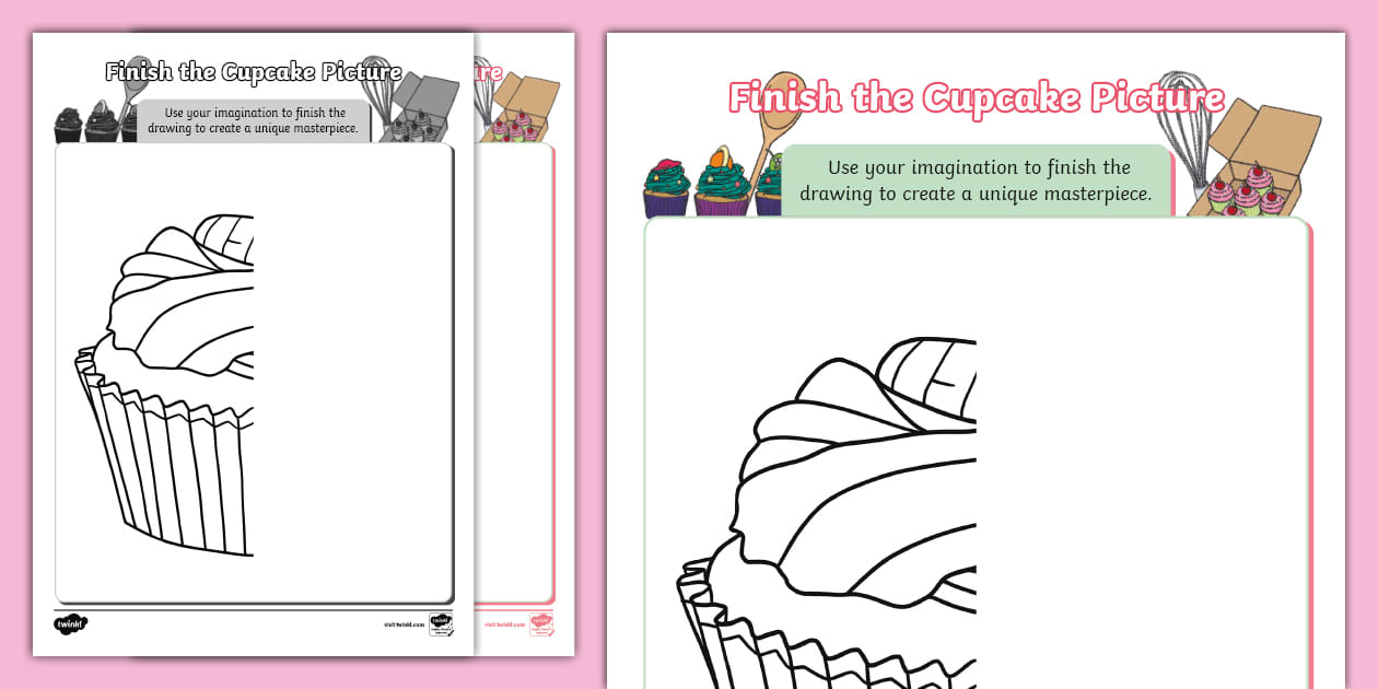 Finish the Cupcake Picture Worksheet (teacher made) - Twinkl