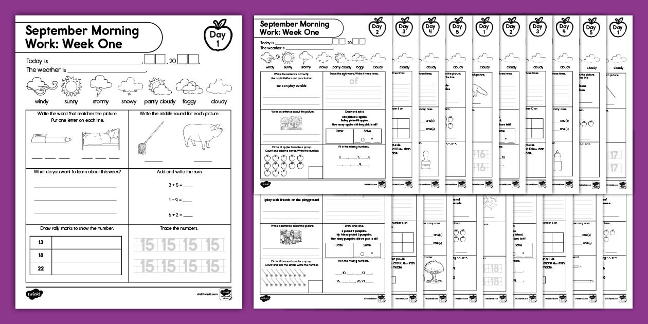 First Grade September Morning Work Bundle (professor feito)