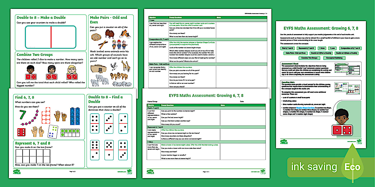 Eyfs assessment supporting white rose maths growing 6 7 8