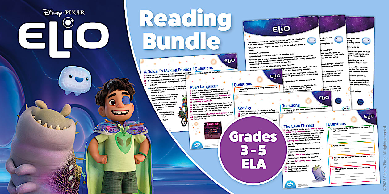 * NEW * Elio: Reading Comprehension Pack for 3rd 5th Grade