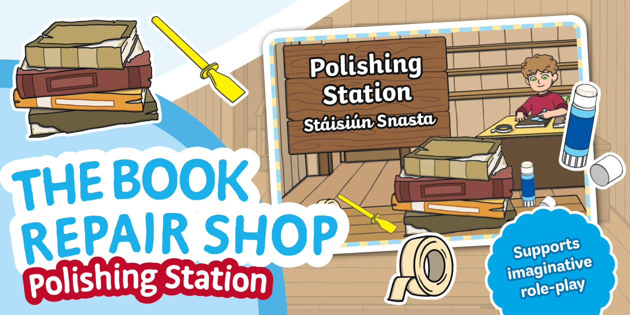 Book Repair Shop Polishing Station Poster