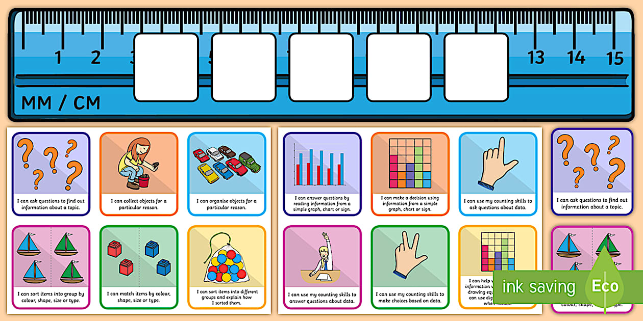 CfE Early Level Information Handling Ruler Display Target Cards