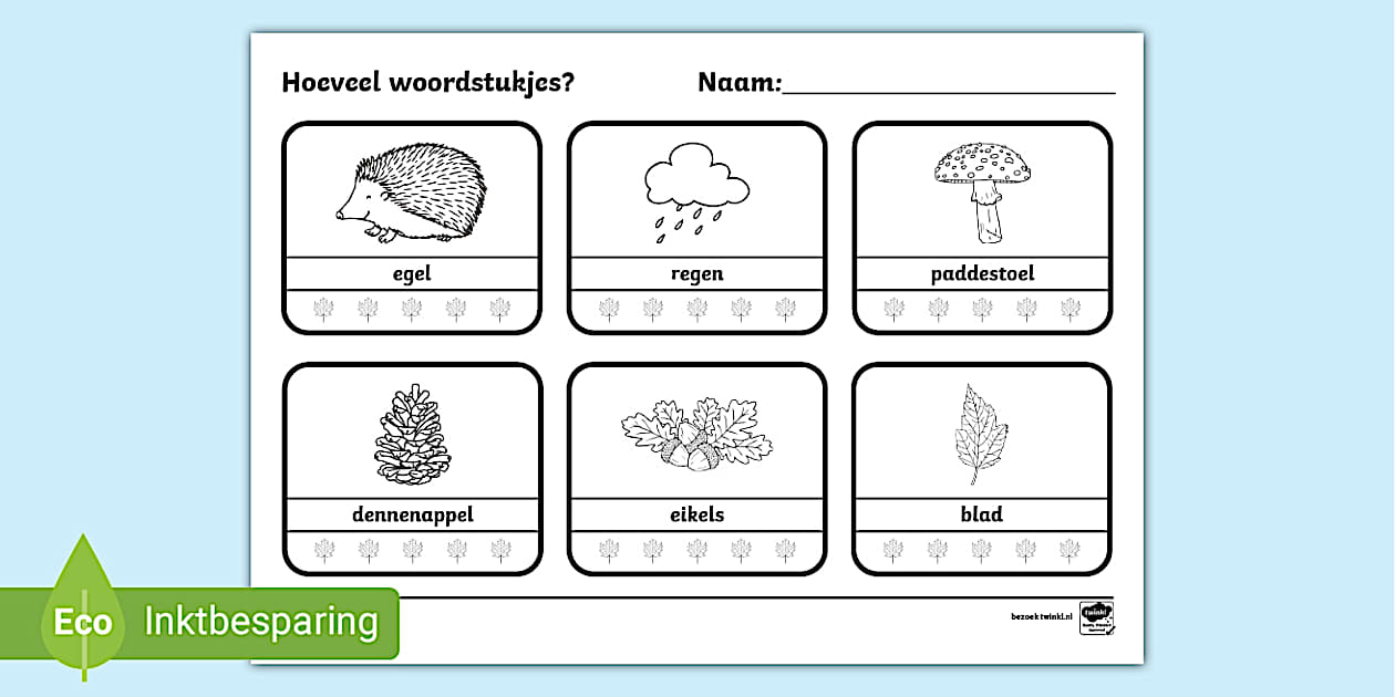 Hoeveel Woordstukjes - Herfst (Teacher-Made) - Twinkl