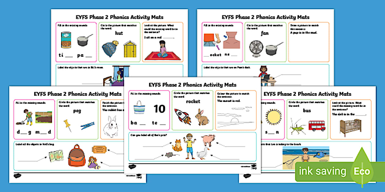 Editable EYFS Phase 2 Phonics Activity Mats teacher Made 