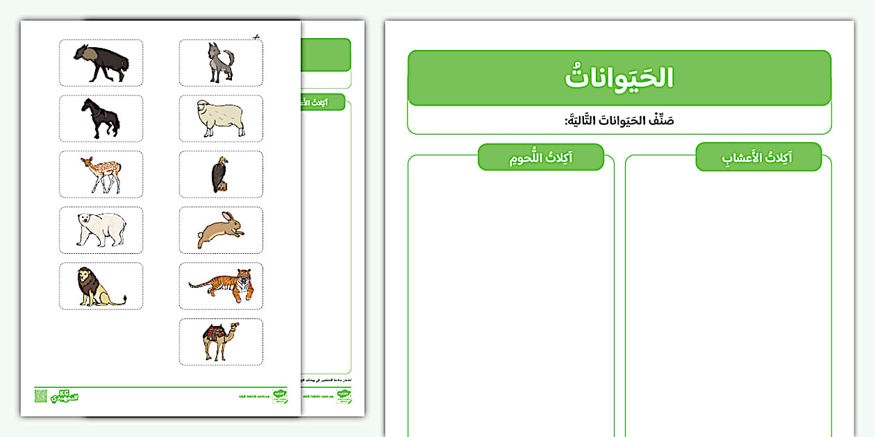 نشاط تصنيف: الحيوانات - Twinkl