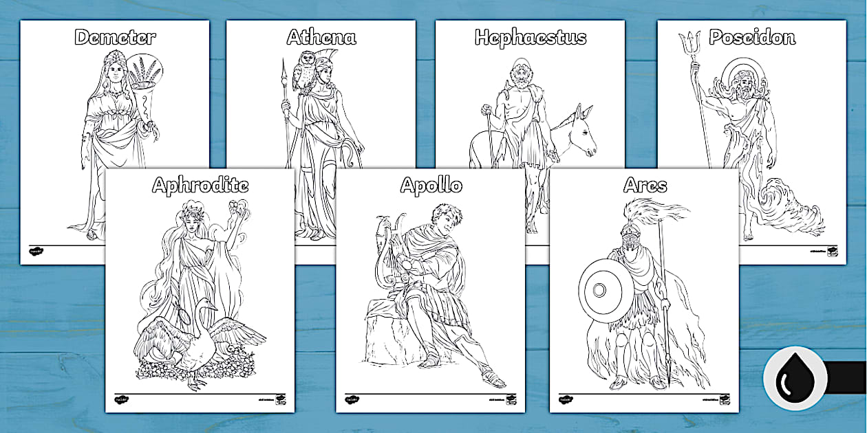 Greek Gods Colouring Pages (teacher made) Twinkl