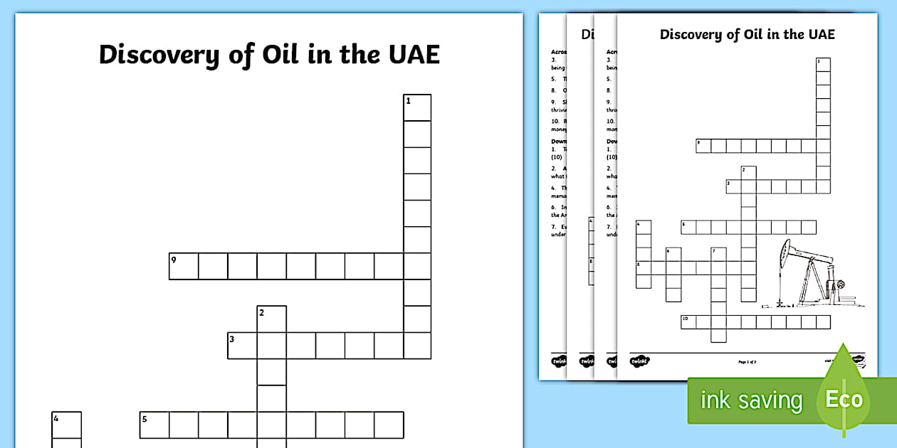 Discovery of Oil in the UAE Crossword Twinkl