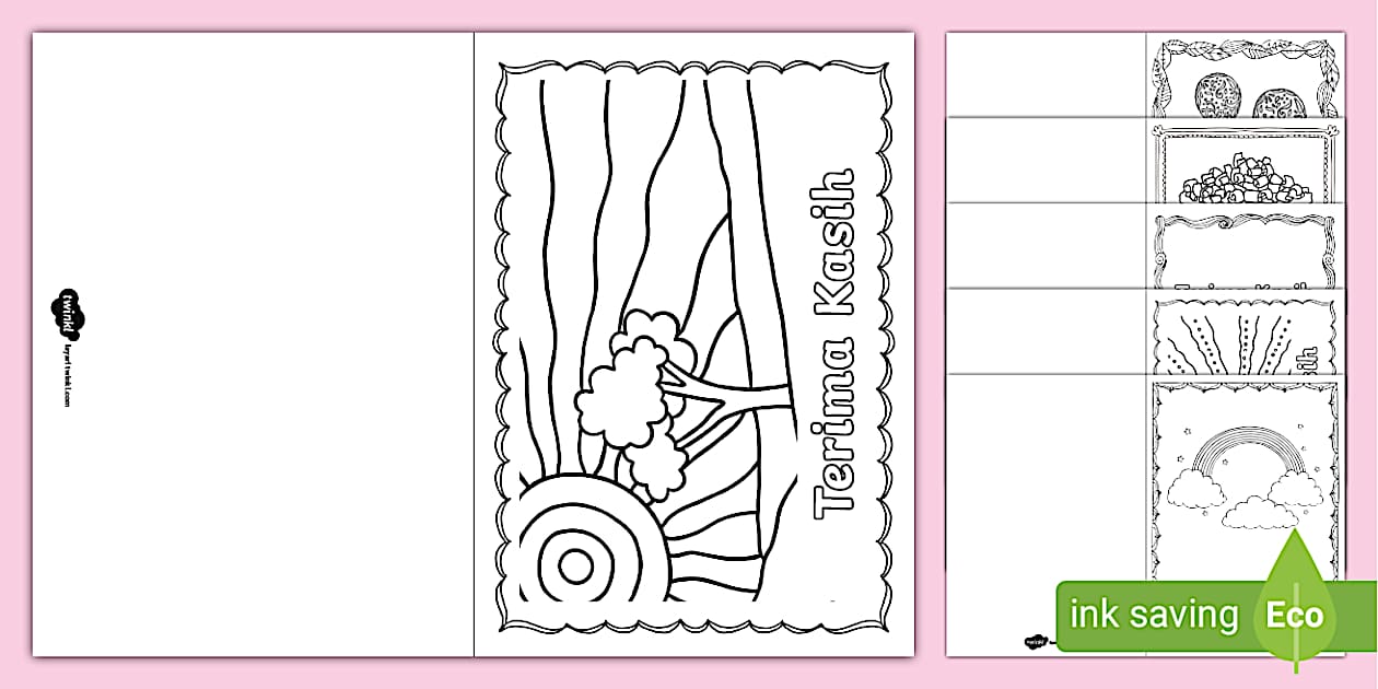 Aktiviti Mewarna Kad Ucapan Terima kasih - Twinkl