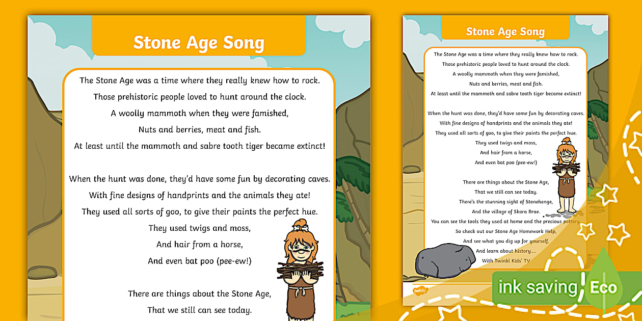 Stone Age Song For Kids Lyrics