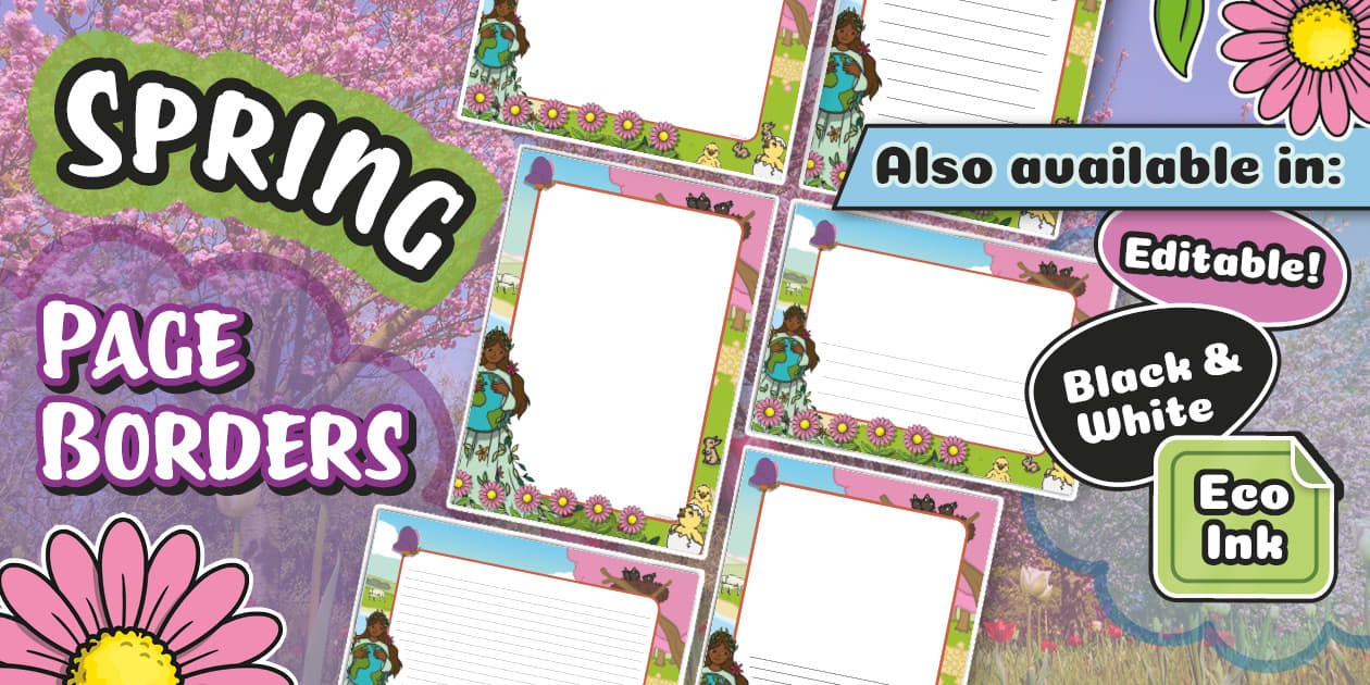 Editable Spring Page Border | Portrait or Landscape | Twinkl