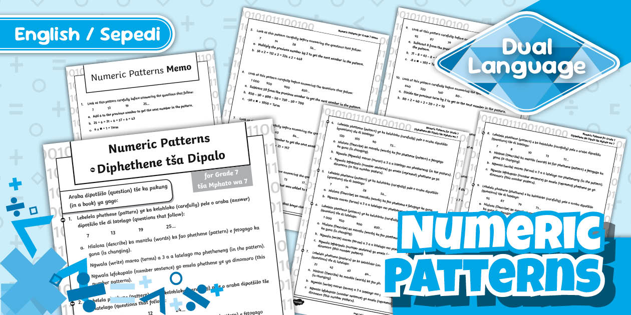 Grade 7 Maths - Numeric Patterns - Nso/Eng (CAPS Aligned)