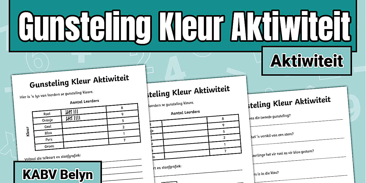 Gunsteling Wiskunde – Gunsteling Kleur Staafgrafiek – Aktiwiteit