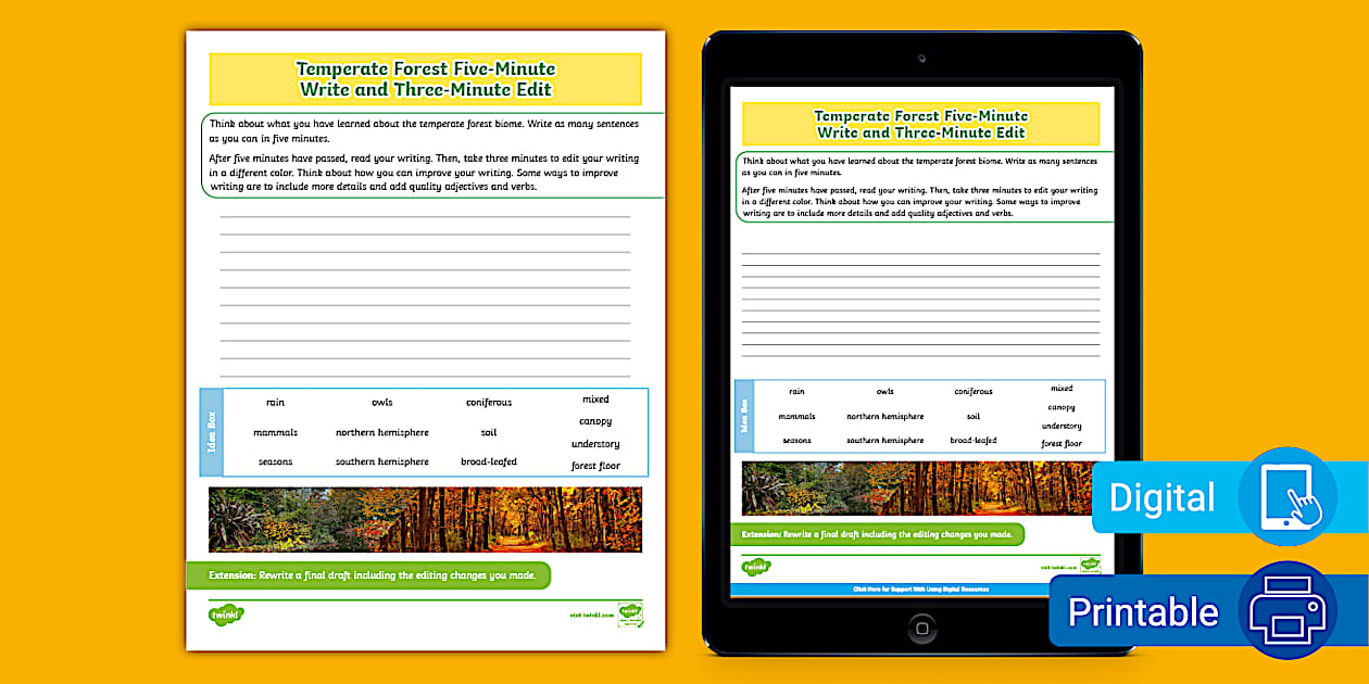 Temperate Forest Five-Minute Write and Three-Minute Edit