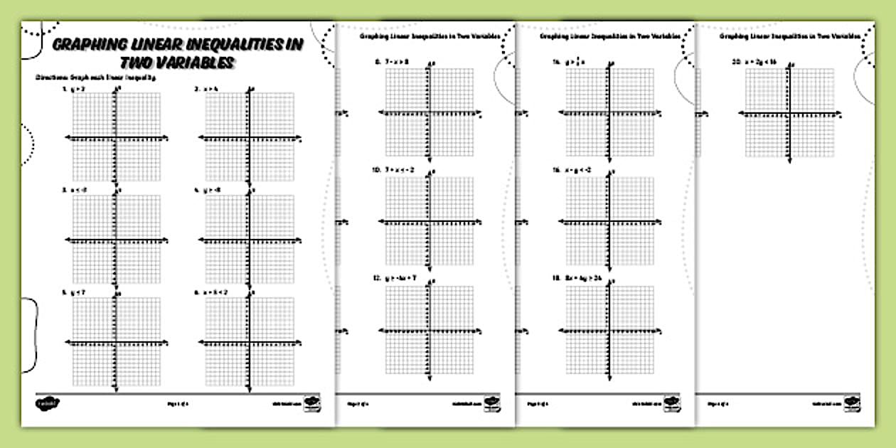 Graphing linear inequalities in two variables worksheet