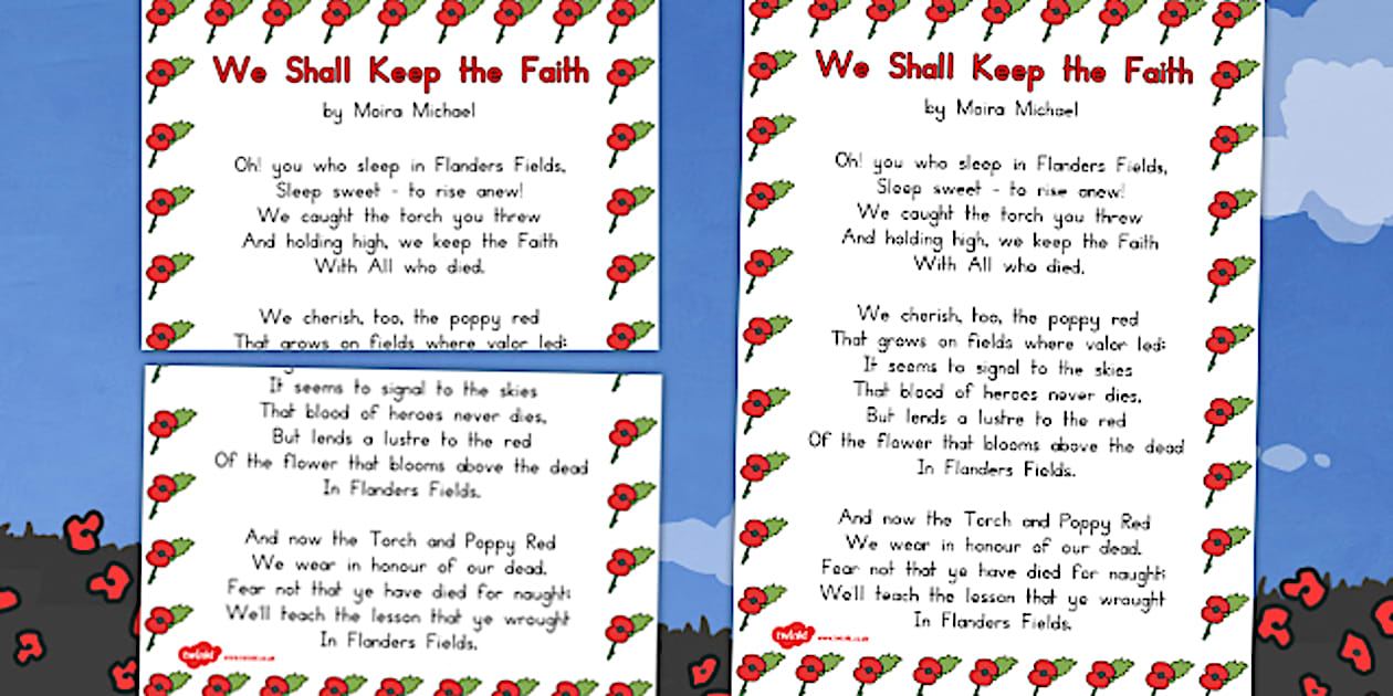 Remembrance Day Poem We Shall Keep The Faith Poster australia