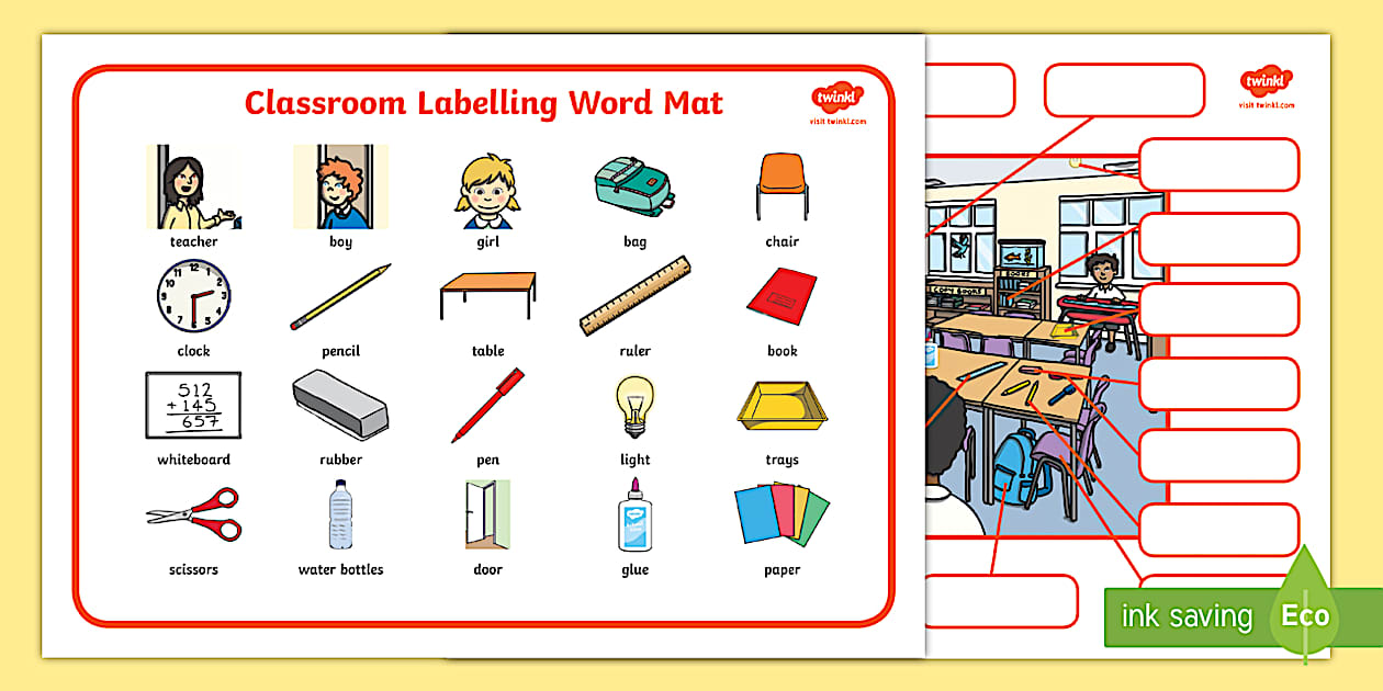 Classroom Labels - Labelling Worksheet (teacher made)