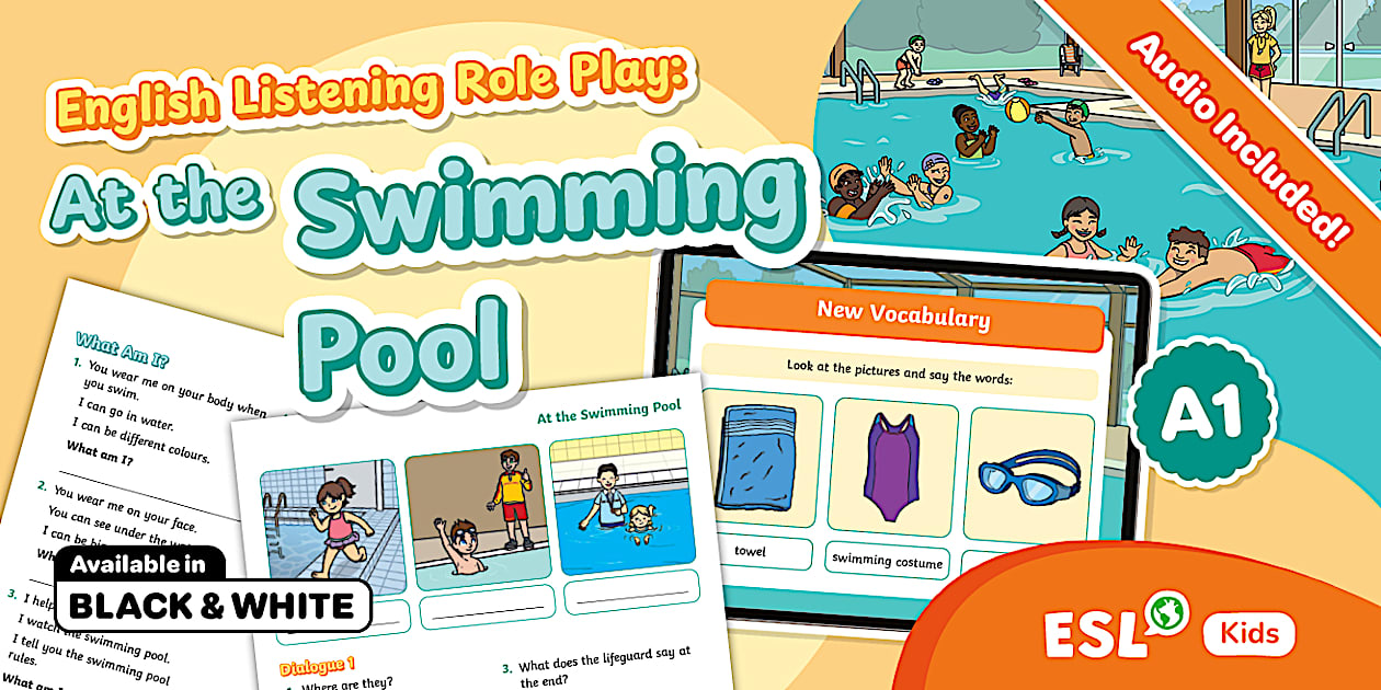 ESL Listening and Role Play: At the Swimming Pool [Kids, A1]