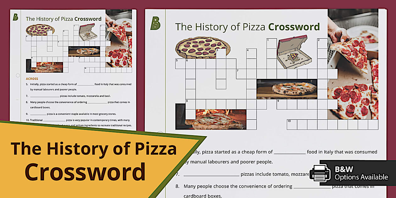 The History of Pizza Differentiated Crossword Twinkl