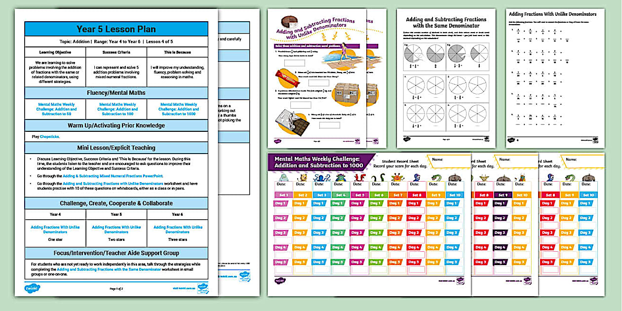 Year 5 Inclusion Addition Differentiated Lesson Plan 4