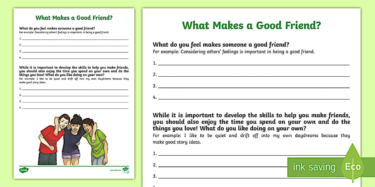 What Makes a Good Friend? Worksheet / Worksheet Twinkl