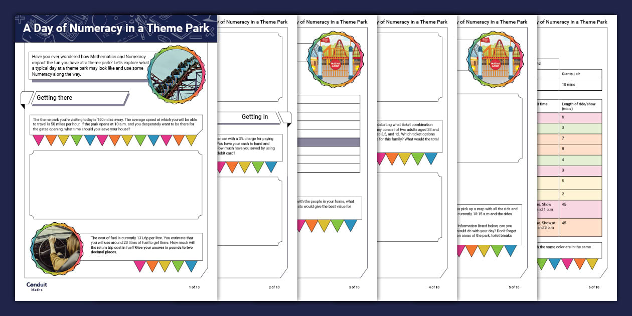 A Day of Numeracy in a Theme Park - Twinkl