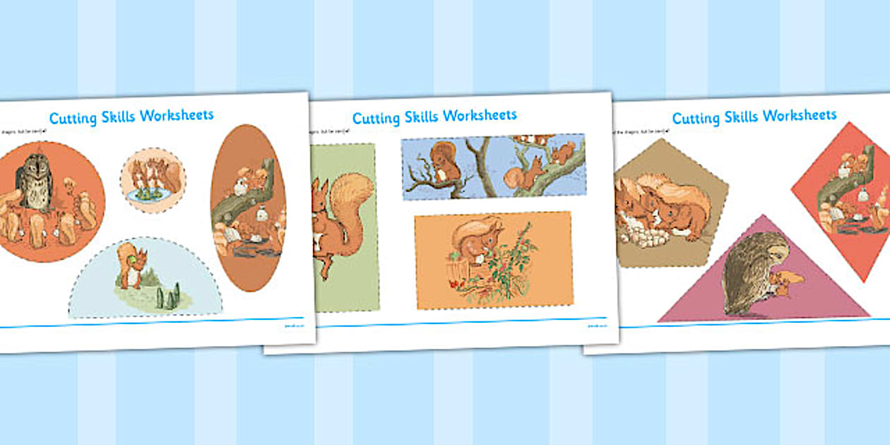 Black and White The Tale of Squirrel Nutkin Cutting Skills Worksheet ...