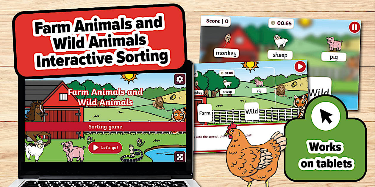Farm Animals and Wild Animals Interactive Sorting Activity