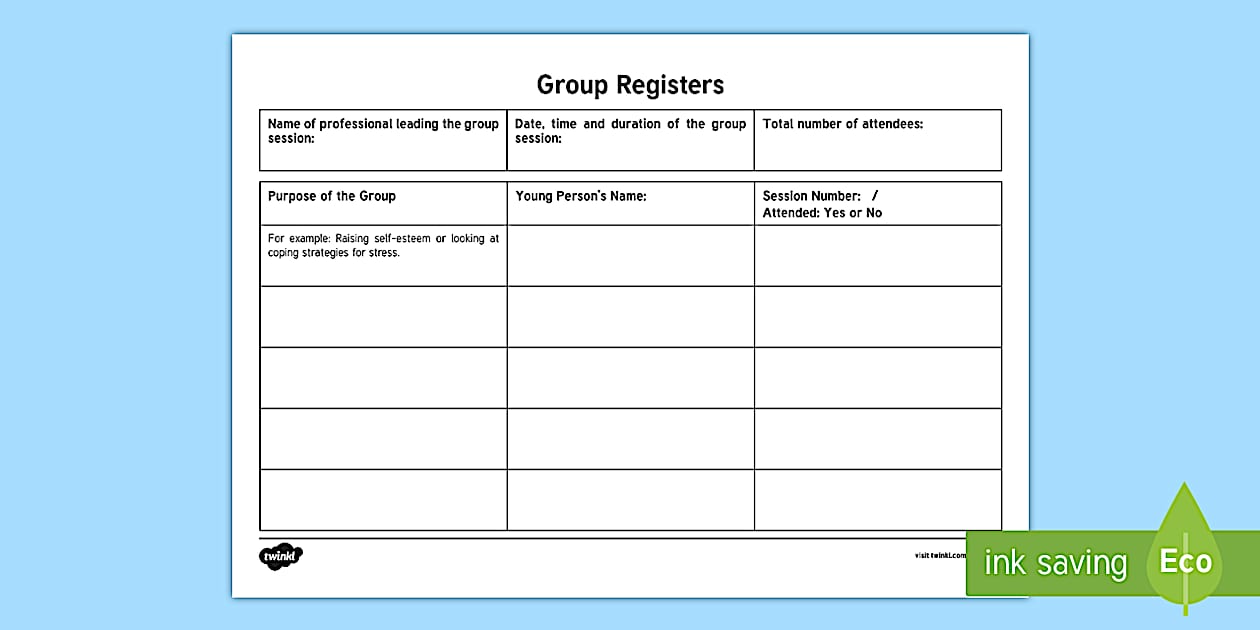 Editable registers for group work planning template twinkl
