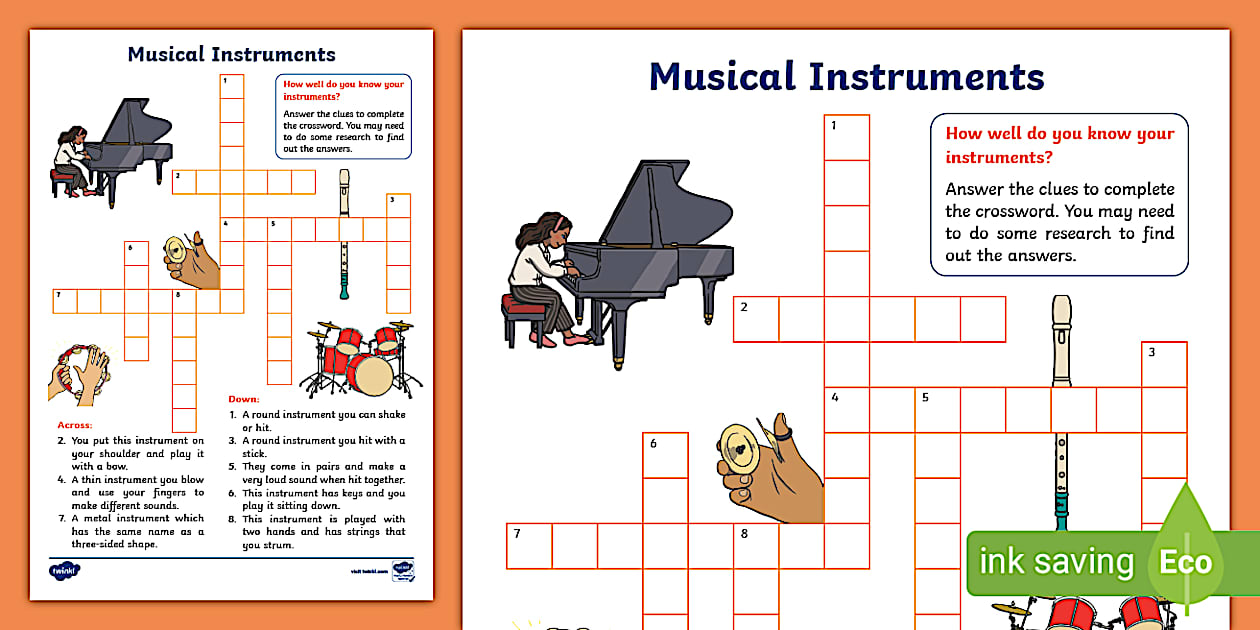 👉 KS1 Musical Instrument Crossword (teacher made)