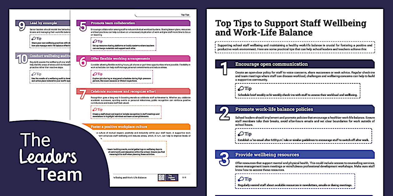 Top Tips to Support Staff Wellbeing and Work-Life Balance