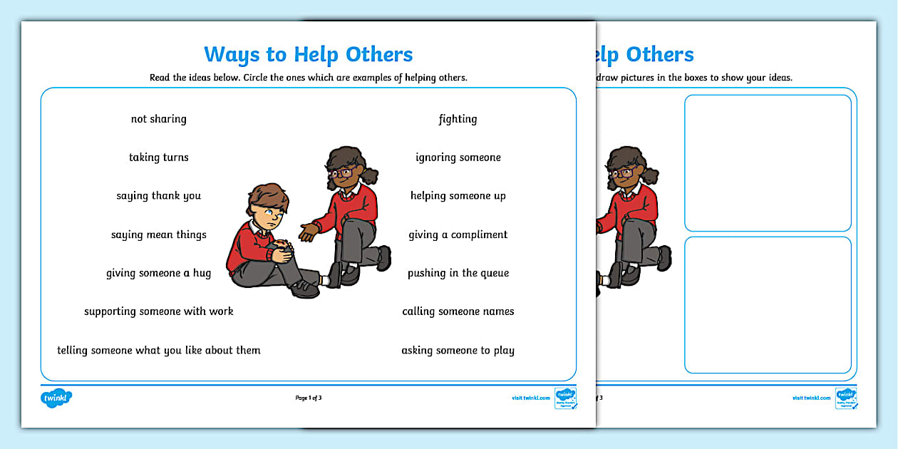 Ways to Help Others Activity Sheets - KS1 - Twinkl