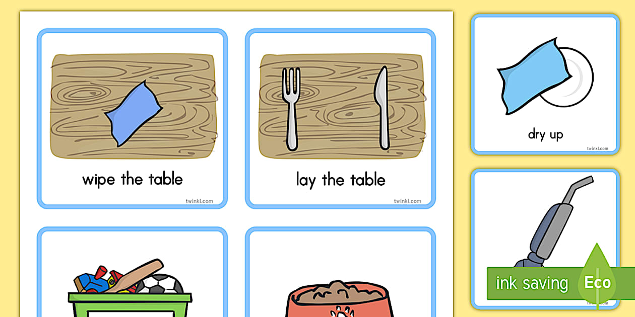 Editable Household Chores Daily Schedule Cards Twinkl